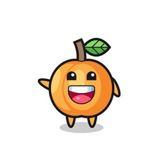 happy apricot cute mascot character