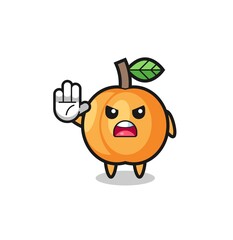 apricot character doing stop gesture