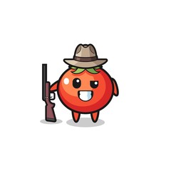 tomatoes hunter mascot holding a gun
