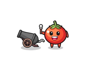 cute tomatoes shoot using cannon