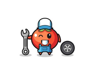 the tomatoes character as a mechanic mascot