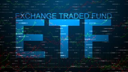 ETF or ETFs Exchange Traded Funds Stock Market Investment Product - Conceptual Illustration Rendering
