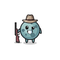 asteroid hunter mascot holding a gun