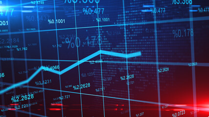 Financial statistics graph rising prices in stock market and inflation rate - Illustration Rendering
