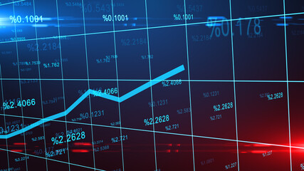 Chart graph inflation increase rise in interest rates percentage numbers - Illustration Rendering