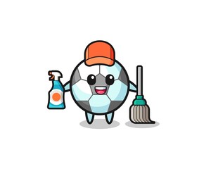 cute football character as cleaning services mascot