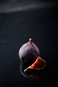 Organic fig over black background