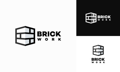 Modern Brick logo, Brick Work simple modern logo template