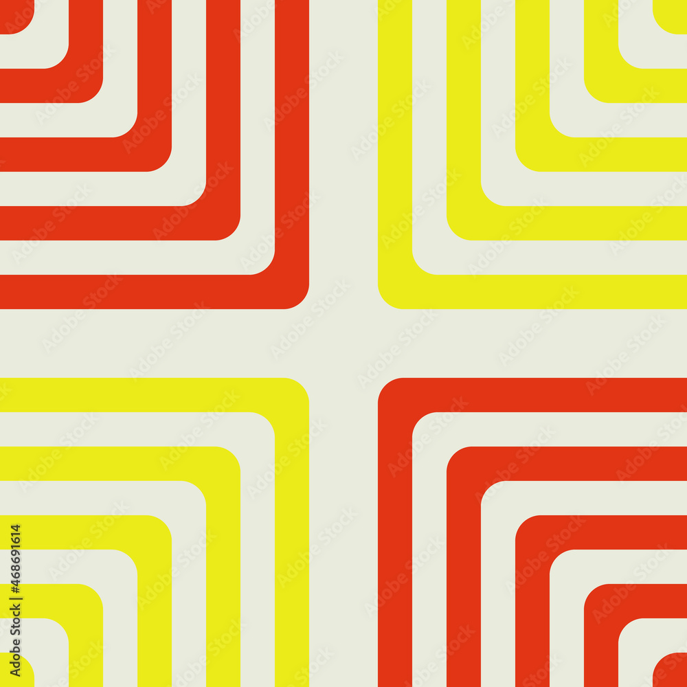 Poster red and yellow quarter square. vector four-part square, abstract and bicolor.