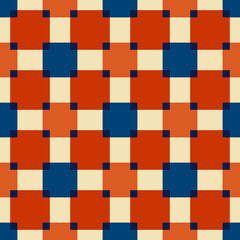 Connected orange and blue squares. Sz pattern of simple squares connected to each other.