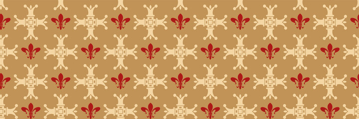 Modern background image with beautiful decorative ornaments on gold backdrop for your design. Seamless background for wallpaper, textures.