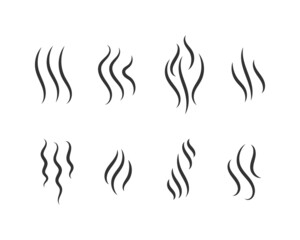 Steam hot drinks set, hot aroma, smells, fumes.