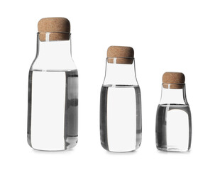 Bottles of water on white background