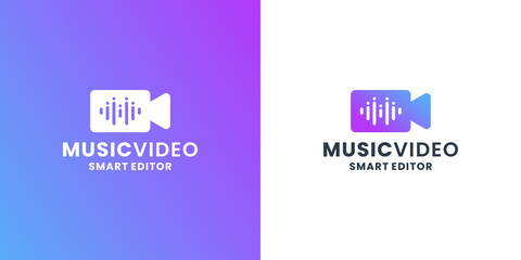 music video logo design. music wave equalizer combine with camera for editor and film director