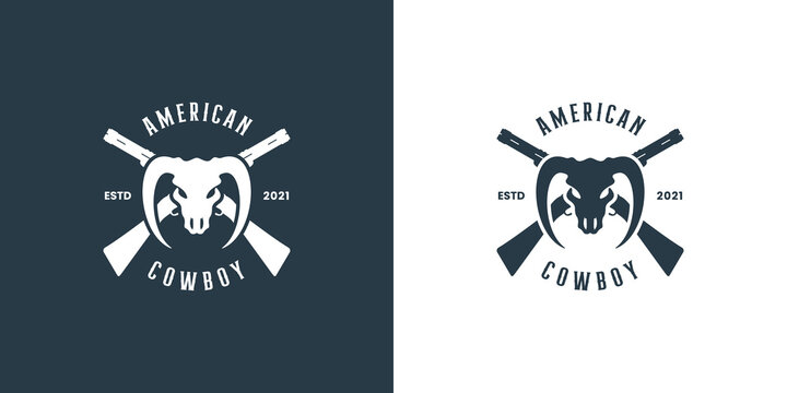 badge wild west texas rodeo cowboy logo design vintage