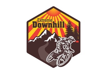 Extreme downhill mountain bike logo illustration design
