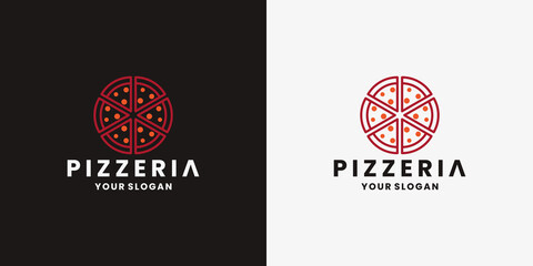 pizza logo. pizzeria logo design vector - obrazy, fototapety, plakaty