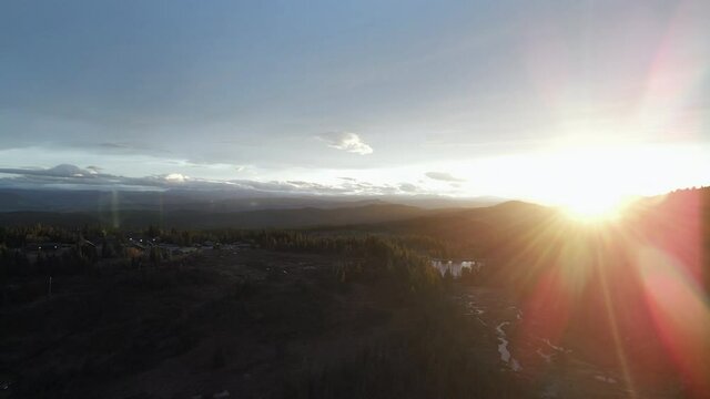 Dazzling Sunlight Over Bymarka Park And Nature Reserve In Trondheim, Trondelag, Norway. - aerial
