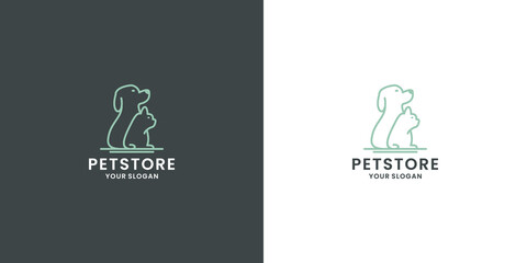 dog and rabbit pet store logo design