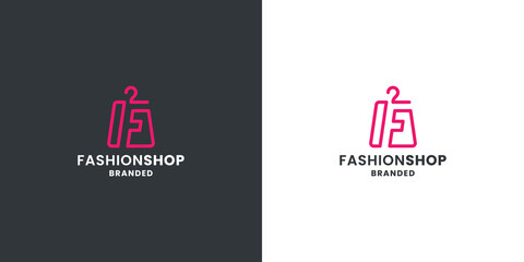letter F with bag shop for fashion shop logo design