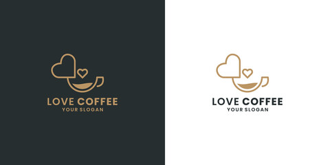 Fototapeta na wymiar love coffee logo design inspiration