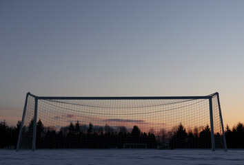サッカーゴール　夕暮れ　冬　雪 © KSSM tomo