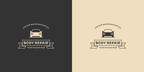 auto repair body service and build logo design workshop vintage