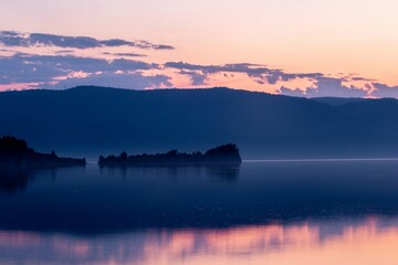 Fototapeta premium Shaman Cape during the sunrise, lake Baikal