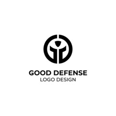 GD logo warrior helmet, spartan with shield guard vector illustration