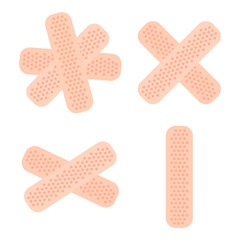 Set adhesive plaster for healthcare design. Medical treatment. Vector illustration. Stock image.