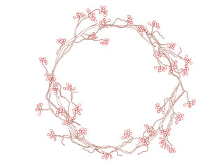 サンキライの丸いフレーム_カラー線画