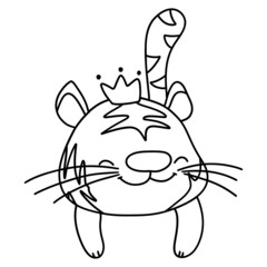 cute tiger head outline design illustration for web, wedsite, application, presentation, Graphics design, branding, etc.