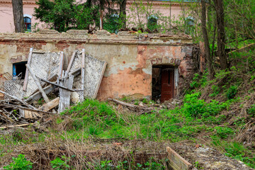 The ruins of a destroyed building