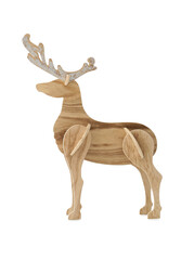 Wooden reindeer on white background