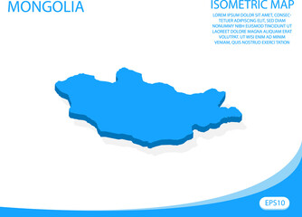 Modern vector isometric of Mongolia blue map. elements white background for concept map easy to edit and customize. eps 10