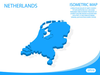Modern vector isometric of Netherlands blue map. elements white background for concept map easy to edit and customize. eps 10 - obrazy, fototapety, plakaty