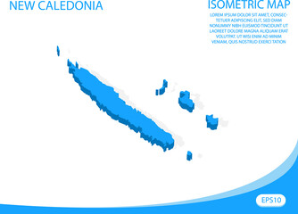 Modern vector isometric of New Caledonia blue map. elements white background for concept map easy to edit and customize. eps 10