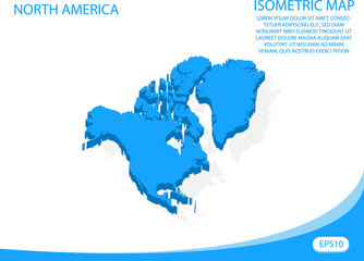 Modern vector isometric of North America blue map. elements white background for concept map easy to edit and customize. eps 10
