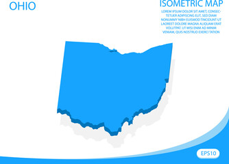 Modern vector isometric of Ohio blue map. elements white background for concept map easy to edit and customize. eps 10
