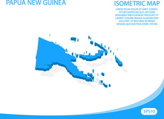 Modern vector isometric of Papua New Guin blue map. elements white background for concept map easy to edit and customize. eps 10
