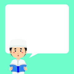 Muslim Character Pray with Text Bubbles 