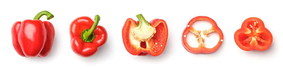 Collection of peppers isolated on white background