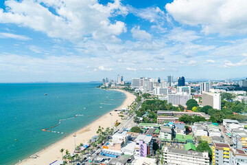Pattaya Chonburi Thailand - 8 Nov 2021 : Beautiful landscape and cityscape of Pattaya city is...