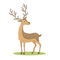 Cartoon deer - cute character for children. Vector illustration in cartoon style.