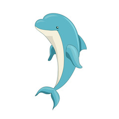 Vector illustration of a funny dolphin jumping fun on a white background.