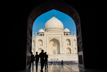 The Taj Mahal is an ivory-white marble mausoleum on the bank of the Yamuna river in the city of...