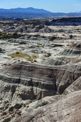Panoramic view of the badlands of world heritage-listed Ischigualasto Provincial Park, San Juan Province, Argentina