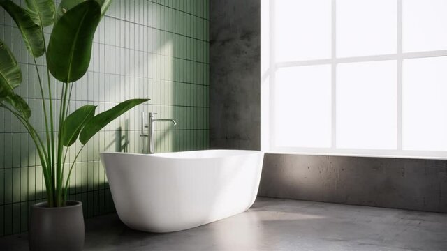 Green bathroom concepts timelapse video ultra HD 4K 3840x2160, 3D animation bedroom design	
