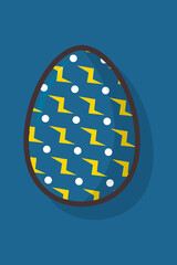 Illustration of blue easter egg with lightning pattern on blue background