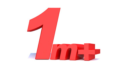 1 million followers thank you 3d word on white background. 3d illustration for Social Network friends or followers, like